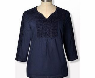 Boden Crochet Flower Top, Blue,Dusty