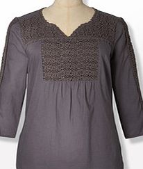 Boden Crochet Flower Top, Grey 33714452