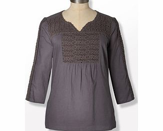 Boden Crochet Flower Top, Grey,Dusty