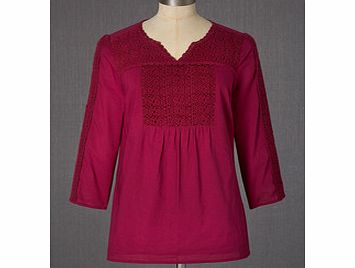 Boden Crochet Flower Top, Mulberry,Blue,Dusty