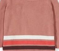Boden Darcy Fun Stripe Jumper, Dusky Rose/Red Bean