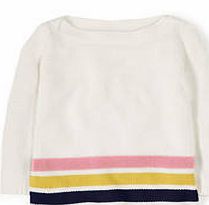 Boden Darcy Fun Stripe Jumper, Ivory/Pink Lemonade
