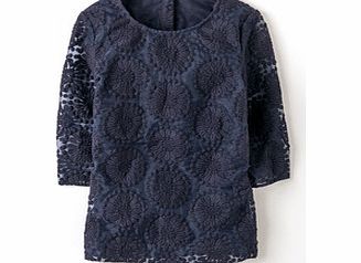 Boden Embroidered Flower Top, Zest,Blue,Bubblegum