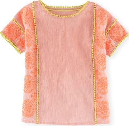 Boden, 1669[^]34984831 Embroidered T-Shirt Ivory/Citrus/Fluro Pink