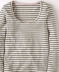 Boden Essential Scoop Neck Tee, Ivory/Navy 34007906