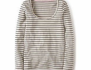 Boden Essential Scoop Neck Tee, Ivory/Navy,Blue,Bright