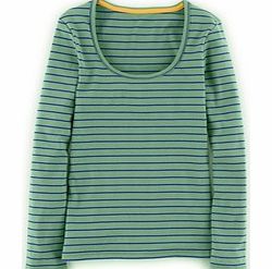 Boden Essential Scoop Neck Tee, Ivory/Navy,Red