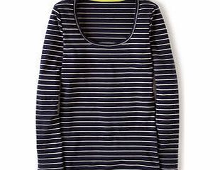 Boden Essential Scoop Neck Tee, Navy/Ivory,Capri