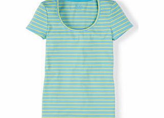 Boden Essential Short Sleeve Tee, Aqua/ Citrus