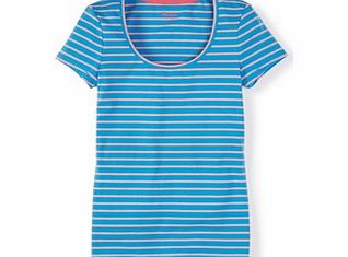 Boden Essential Short Sleeve Tee, Bright Cyan/Pink