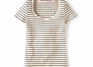 Boden Essential Short Sleeve Tee, Ivory/Navy,Capri