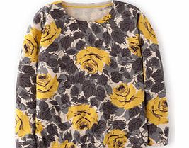 Boden Everyday Jumper, Blue Retro Rose,Yellow Retro
