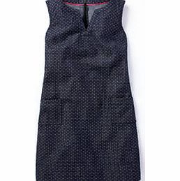 Boden Everyday Tunic Dress, Denim Spot,Blue/Ivory