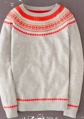 Boden Fair Isle Yoke Jumper, Grey 33645326