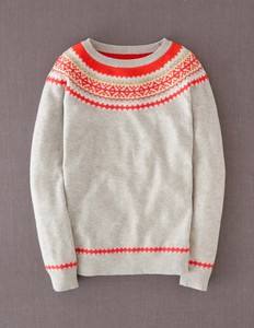 Boden Fair Isle Yoke Jumper, Grey 33645334