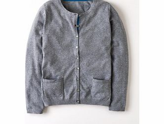 Boden Favourite Crew Neck Cardigan, Grey,White,Sundae
