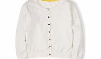 Boden Favourite Cropped Cardigan, White,Lemon