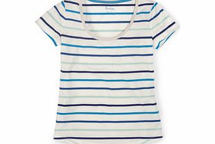 Boden Favourite Tee, Blue Stripe,Dill Parasols