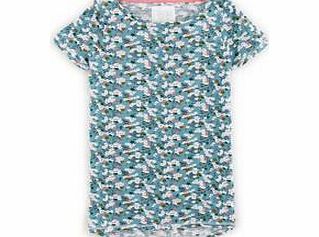 Boden Festival Tee, Blue Ditsy Print,Peach Ditsy