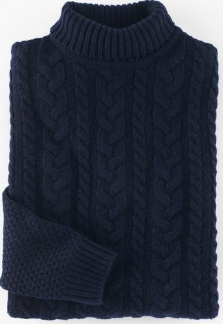 Boden, 1669[^]34925362 Fisher Cable Roll Neck Blue Boden, Blue 34925362