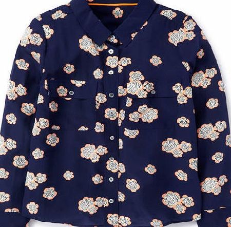 Boden Fleur Silk Shirt Navy Daisy Boden, Navy Daisy