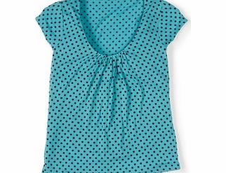 Boden Georgina Top, Capri Blue Mini Spot,Lavender Grey