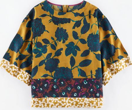 Boden, 1669[^]35047778 Hotchpotch Square Tee Gold Etched Floral Boden,