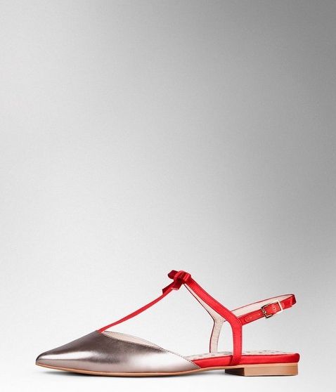 Boden Isabel Bow Point Pumps Pewter Metallic/Rouge Red