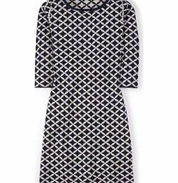 Boden Jacquard Tunic Dress, Navy/Sandstone,Tutti