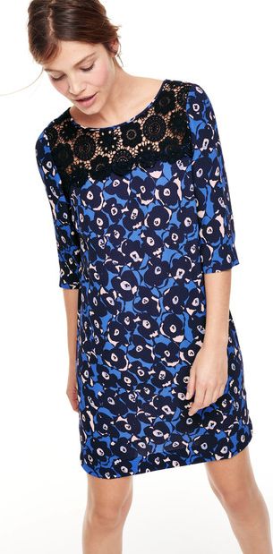 Boden, 1669[^]35039692 Jessa Lace Tunic Party Dress Blues Button Floral