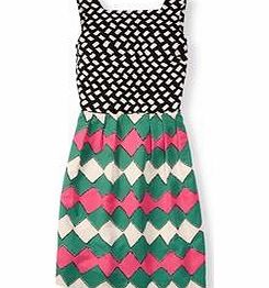 Boden Kiera Dress, Tutti Frutti/Green Diamonds,Ivory