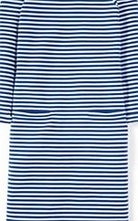 Boden Kiera Ottoman Dress, Ceramic Blue/Ivory Stripe