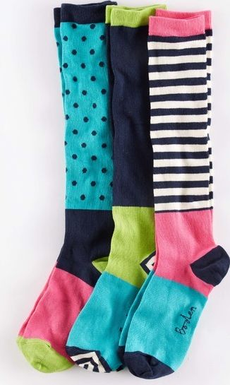Boden Knee Socks Navy/Lime/Pink Boden, Navy/Lime/Pink