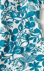Boden Laid Back Linen Dress, Dark Aqua Beach Floral
