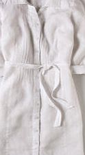 Linen Shirt Dress, White 34146803