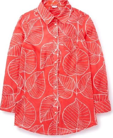 Boden, 1669[^]34858829 Long Line Casual Shirt Red Retro Leaf Boden, Red