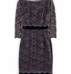 Boden Luxurious Lace Dress, Black,Blue,Damson/Dark