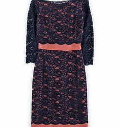 Boden Luxurious Lace Dress, Black,Blue,Navy/Pink