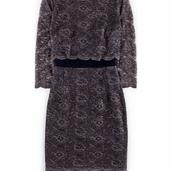 Boden Luxurious Lace Dress, Blue,Black,Damson/Dark