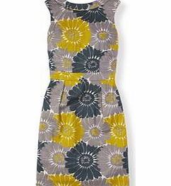 Boden Martha Dress, Sulphur Graphic Floral,Leafy Green