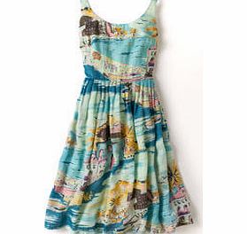 Boden Nancy Dress, Blue Riviera,Yellow Sunflower