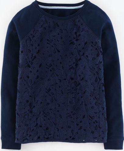 Boden, 1669[^]35017383 Pretty Lace Sweatshirt Blue Boden, Blue 35017383