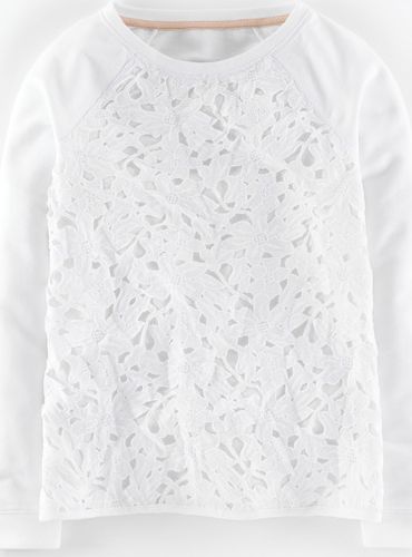 Boden, 1669[^]35017441 Pretty Lace Sweatshirt Ivory Boden, Ivory 35017441