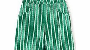 Boden Pretty Pleat Skirt, Green Multi Scallop,Red