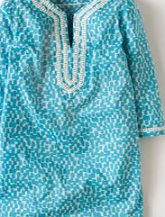 Boden Printed Beach Throw On, Light Blue Stamp Geo