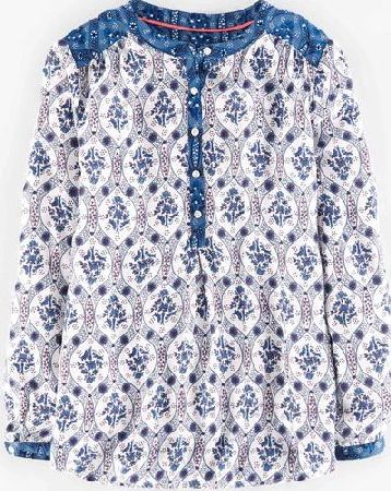 Boden, 1669[^]35182120 Printed Popover Shirt Blue Folk Floral Boden,