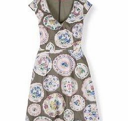 Boden Printed Spring Dress, Grey Plates,Blue