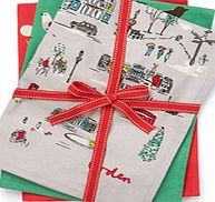 Boden Printed Tea Towels, Robin, Spot and London Print