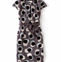 Boden Putney Dress, Pewter Retro Leaf,Pearl Retro