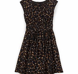 Boden Selina Dress, Grey/Red Floral,Black Painted